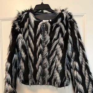 Multi colored faux fur jacket